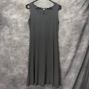 Sympli Black White Striped Bamboo Knit Sleeveless Shift Dress Womens 4 Canada
